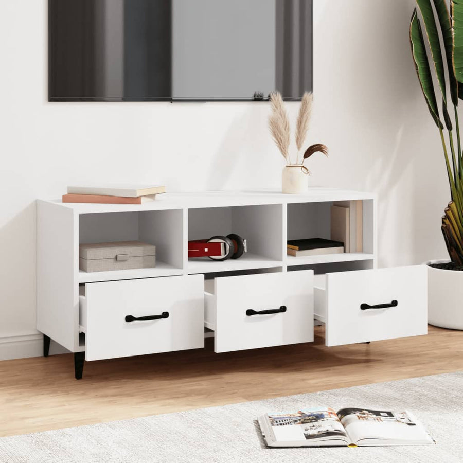 Tv-Meubel 02X35X50 Cm Bewerkt Hout Wit