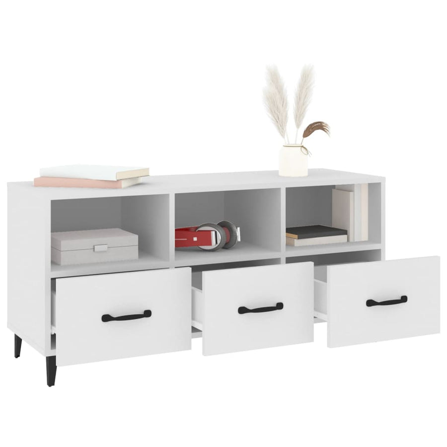 Tv-Meubel 02X35X50 Cm Bewerkt Hout Wit