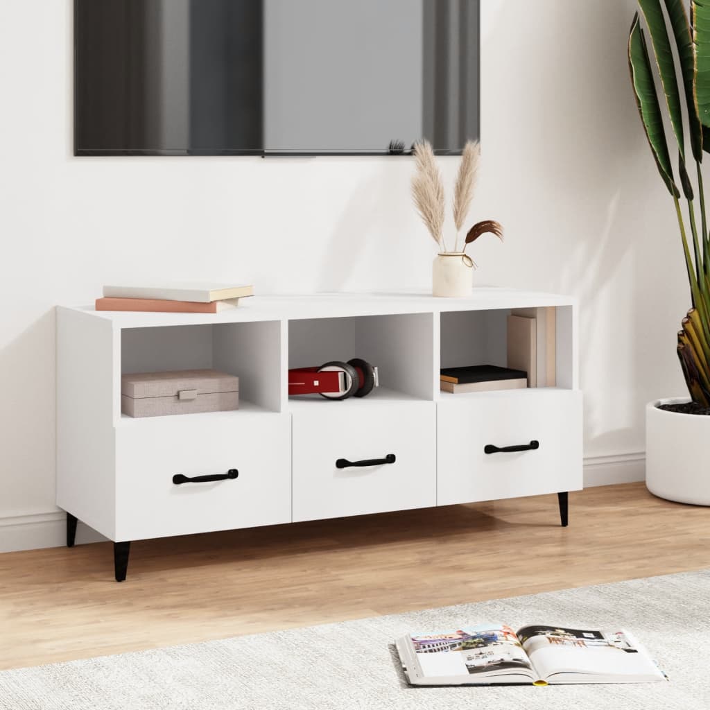 Tv-Meubel 02X35X50 Cm Bewerkt Hout Wit