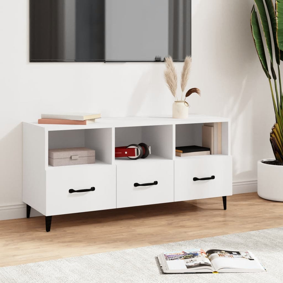 Tv-Meubel 02X35X50 Cm Bewerkt Hout Wit