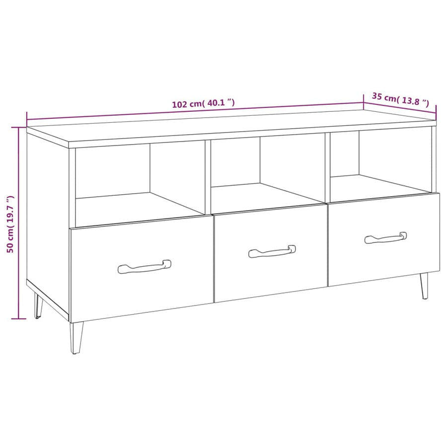 Tv-Meubel 02X35X50 Cm Bewerkt Hout Betongrijs