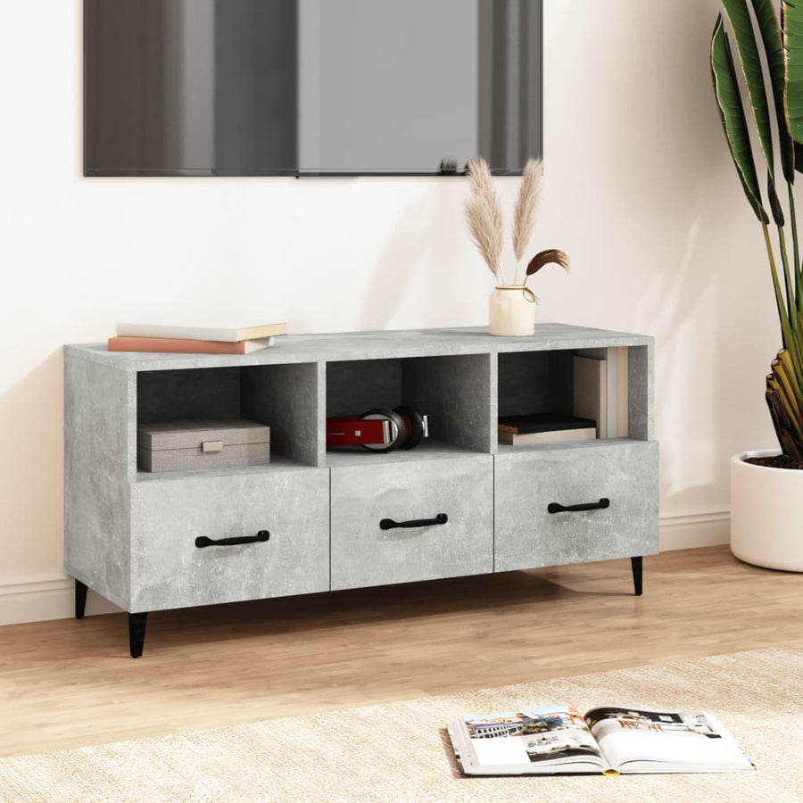 Tv-Meubel 02X35X50 Cm Bewerkt Hout Betongrijs