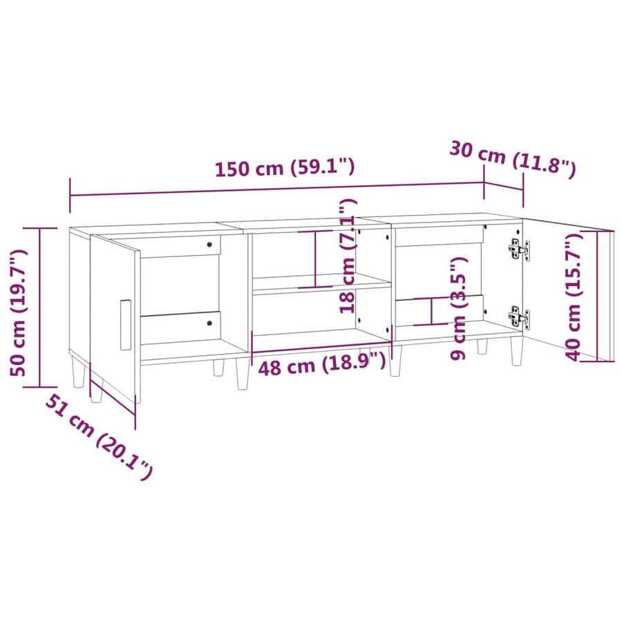 Tv-Meubel 50X30X50 Cm Bewerkt Hout Kleurig Sonoma eiken