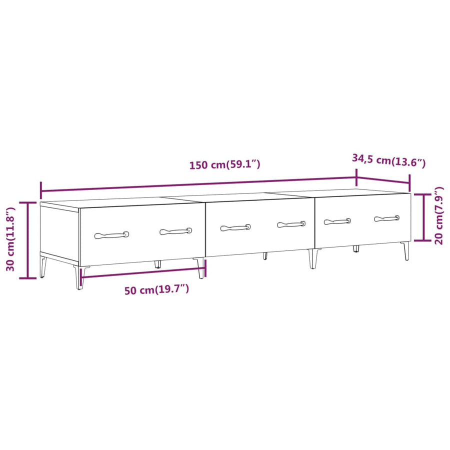 Tv-Meubel 50X34,5X30 Cm Bewerkt Hout Betongrijs