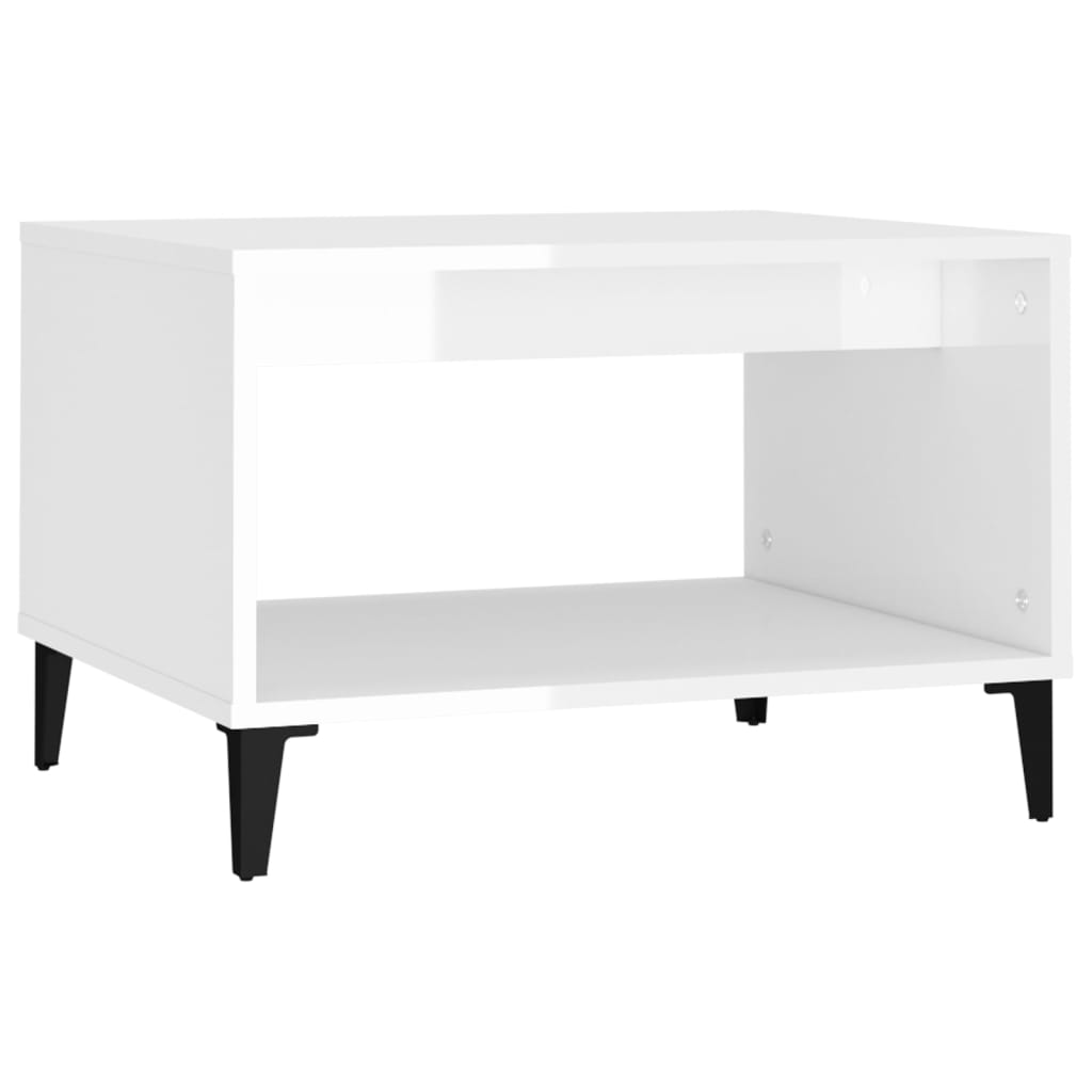 Salontafel 60X50X40 Cm Bewerkt Hout Hoogglans Wit