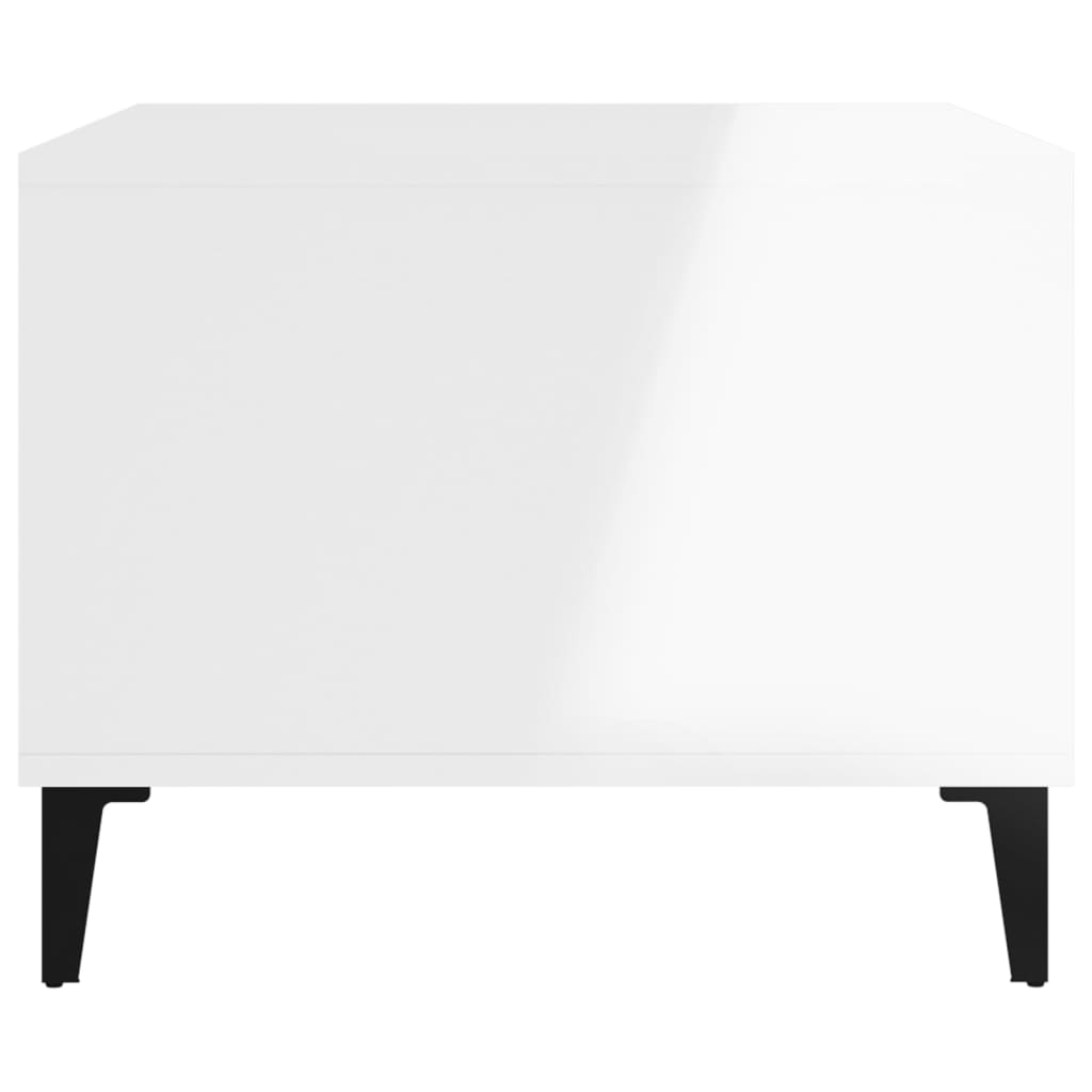 Salontafel 60X50X40 Cm Bewerkt Hout Hoogglans Wit
