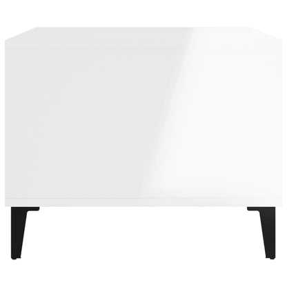 Salontafel 60X50X40 Cm Bewerkt Hout Hoogglans Wit
