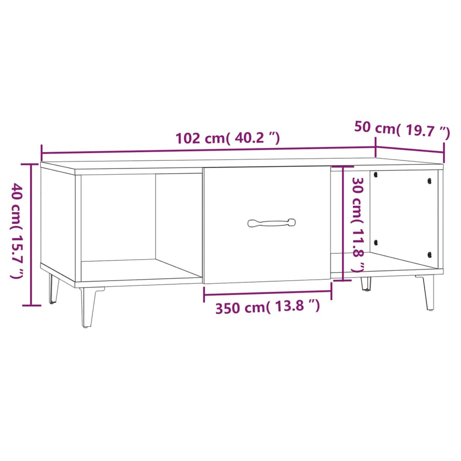 Salontafel 102X50X40 Cm Bewerkt Hout Zwart