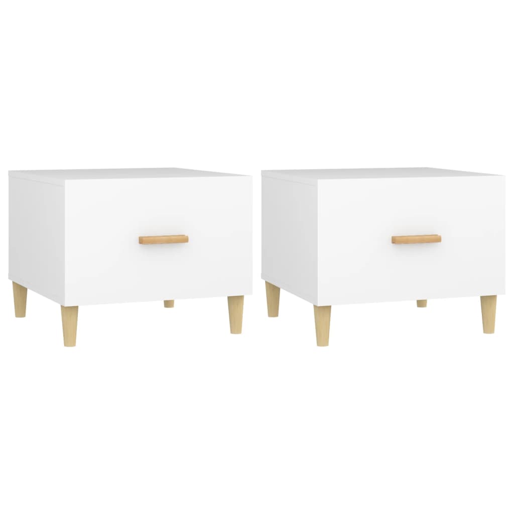 Salontafels 2 St 50X50X40 Cm Bewerkt Hout Wit