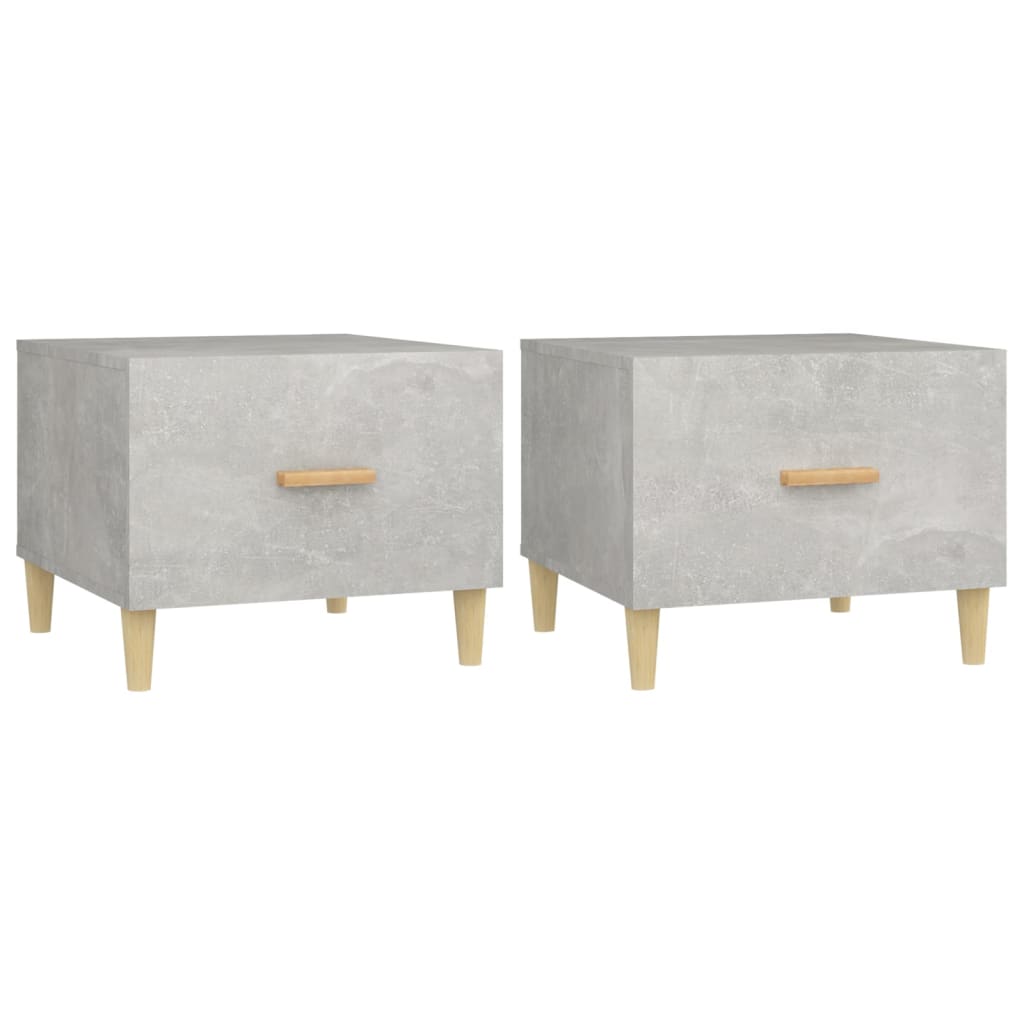 Salontafels 2 St 50X50X40 Cm Bewerkt Hout Betongrijs