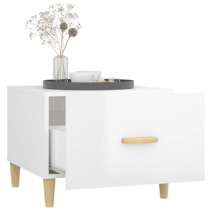 Salontafel 50X50X40 Cm Bewerkt Hout Hoogglans Wit