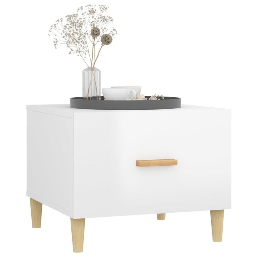 Salontafel 50X50X40 Cm Bewerkt Hout Hoogglans Wit