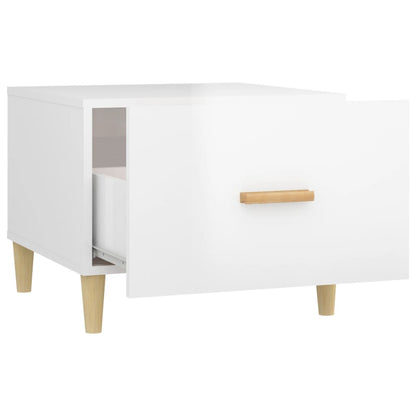 Salontafel 50X50X40 Cm Bewerkt Hout Hoogglans Wit