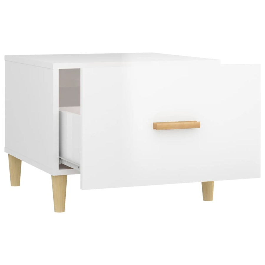 Salontafel 50X50X40 Cm Bewerkt Hout Hoogglans Wit
