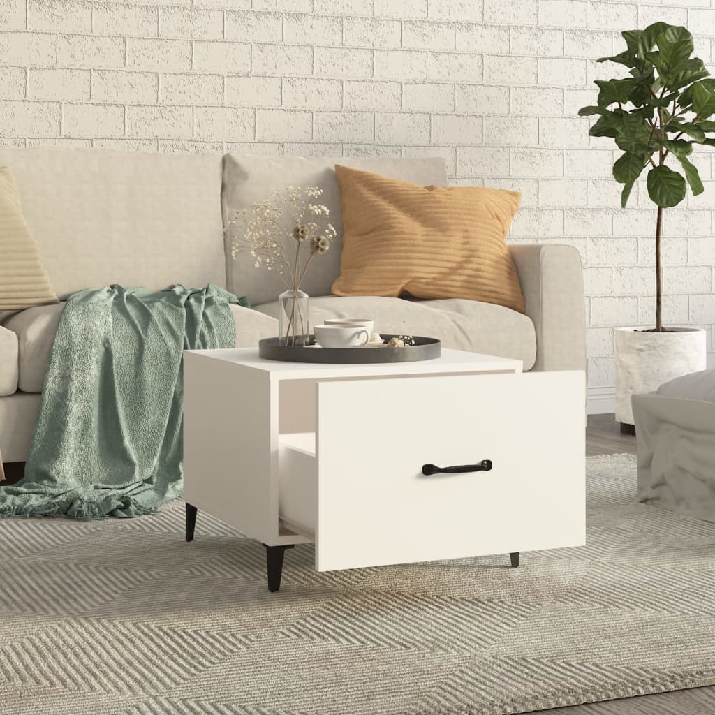 Salontafel Met Metalen Poten 50X50X40 Cm 1 Wit