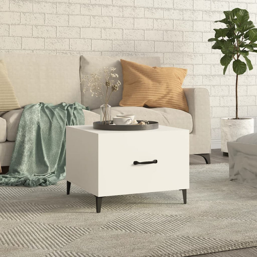 Salontafel Met Metalen Poten 50X50X40 Cm 1 Wit