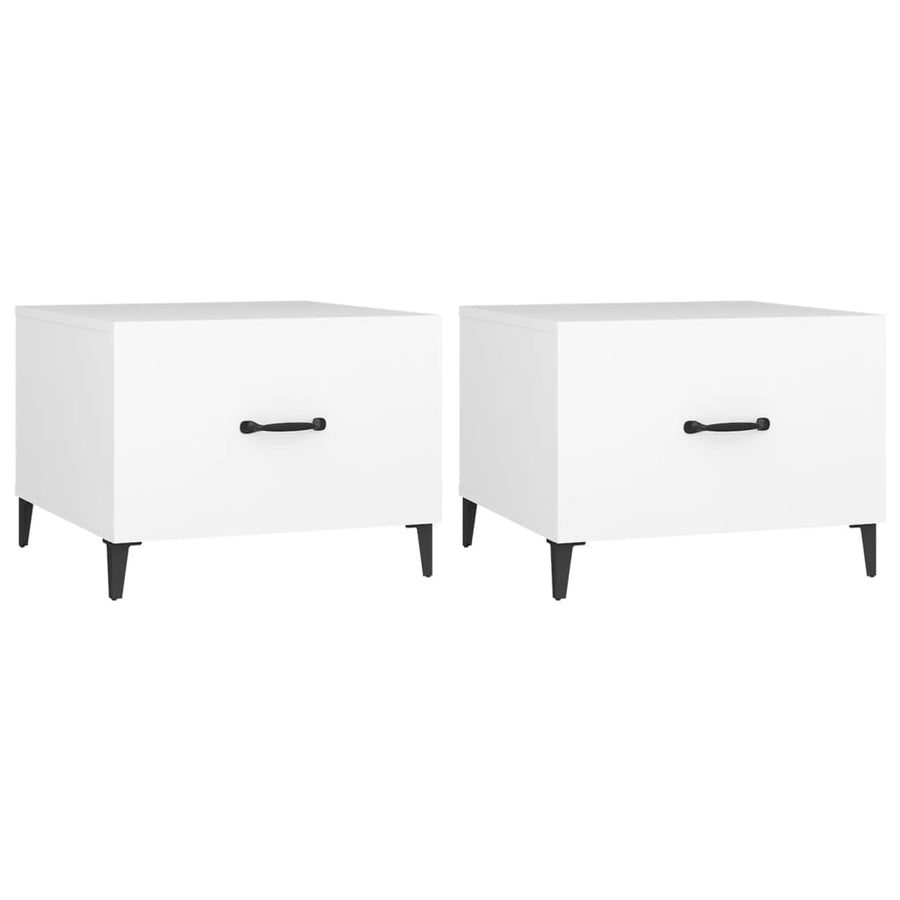 Salontafel 2 St Met Metalen Poten 50X50X40 Cm Wit