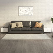 Salontafel 2 st 50x50x40 cm wit bewerkt hout metaal