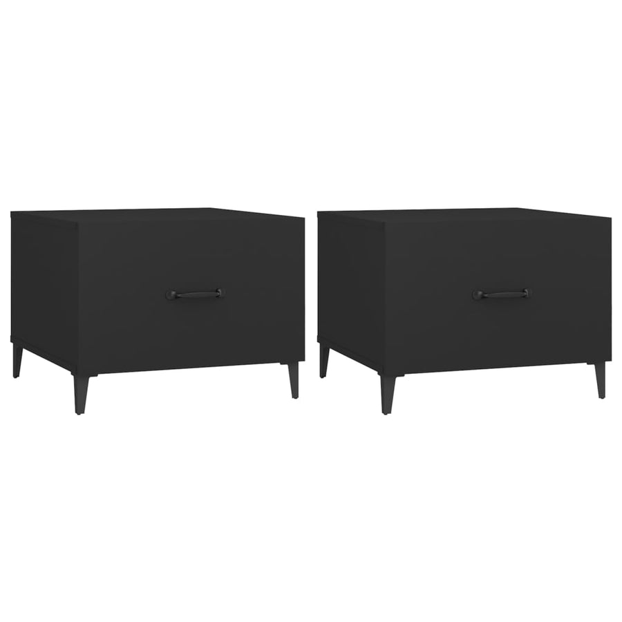 Salontafel 2 St Met Metalen Poten 50X50X40 Cm Zwart