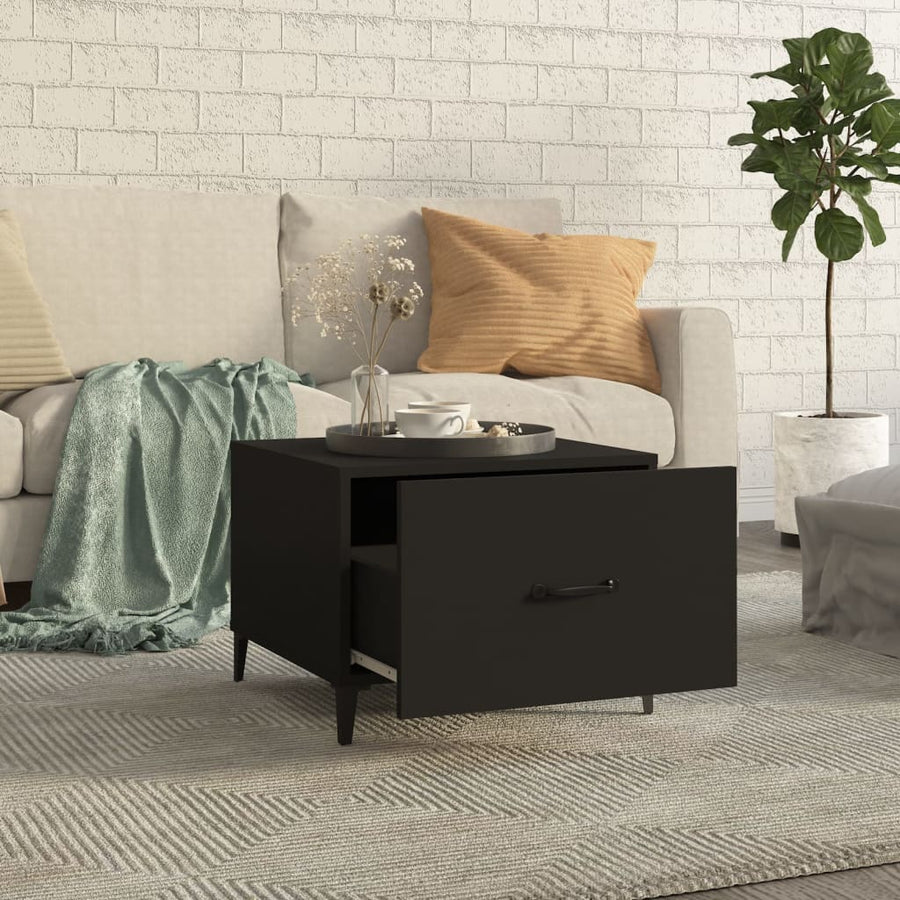 Salontafel 2 St Met Metalen Poten 50X50X40 Cm Zwart