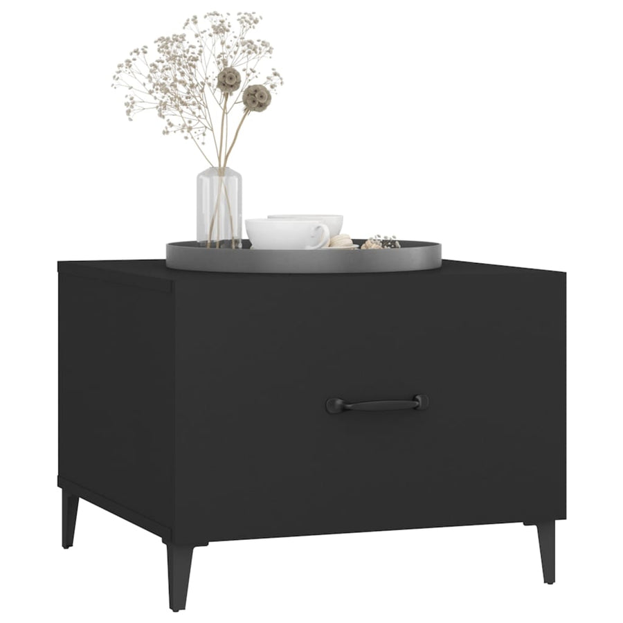 Salontafel 2 St Met Metalen Poten 50X50X40 Cm Zwart