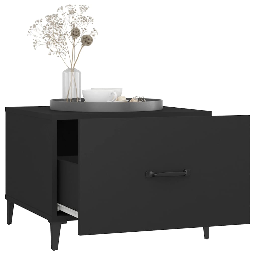 Salontafel 2 St Met Metalen Poten 50X50X40 Cm Zwart