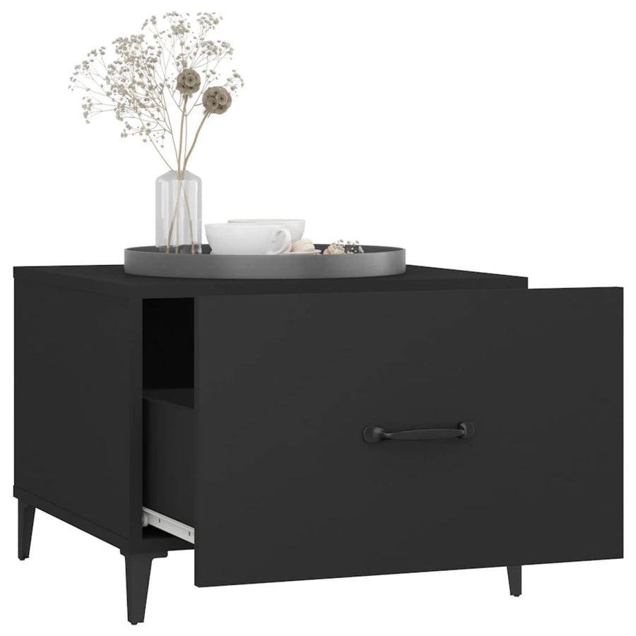 Salontafel 2 St Met Metalen Poten 50X50X40 Cm Zwart