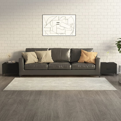 Salontafel 2 St Met Metalen Poten 50X50X40 Cm Zwart
