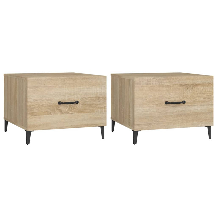 Salontafel 2 St Met Metalen Poten 50X50X40 Cm Sonoma Eikenkleur