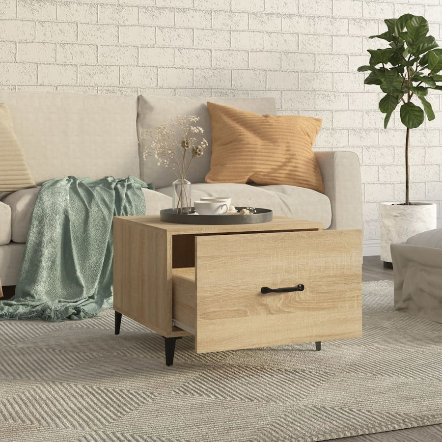 Salontafel 2 St Met Metalen Poten 50X50X40 Cm Sonoma Eikenkleur