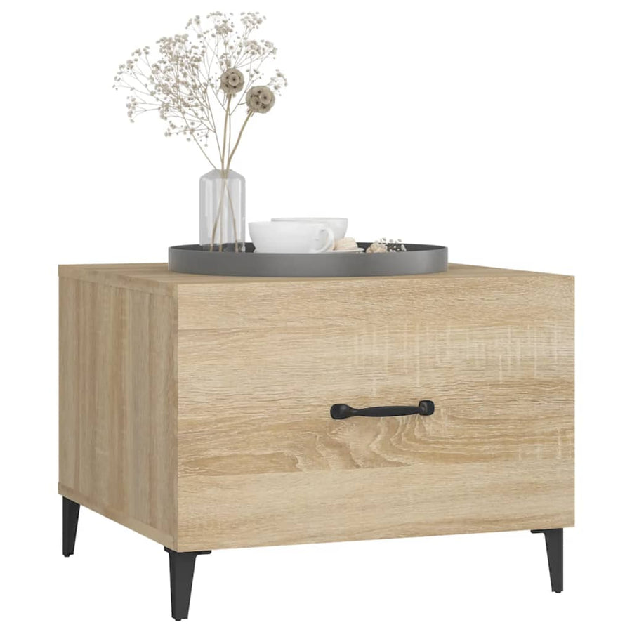 Salontafel 2 St Met Metalen Poten 50X50X40 Cm Sonoma Eikenkleur