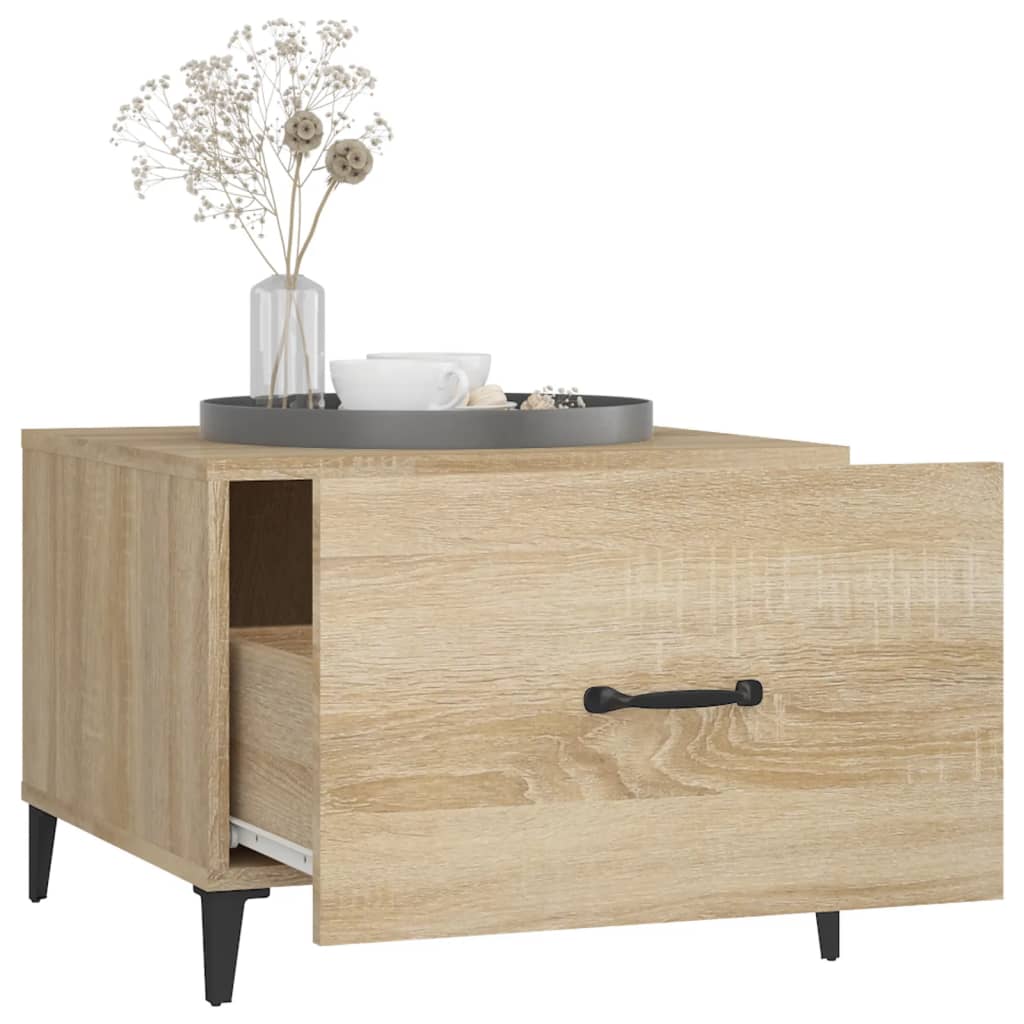 Salontafel 2 St Met Metalen Poten 50X50X40 Cm Sonoma Eikenkleur