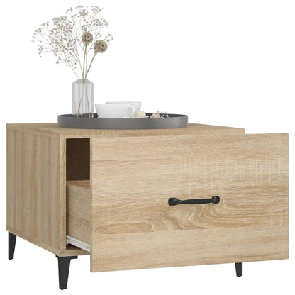 Salontafel 2 St Met Metalen Poten 50X50X40 Cm Sonoma Eikenkleur