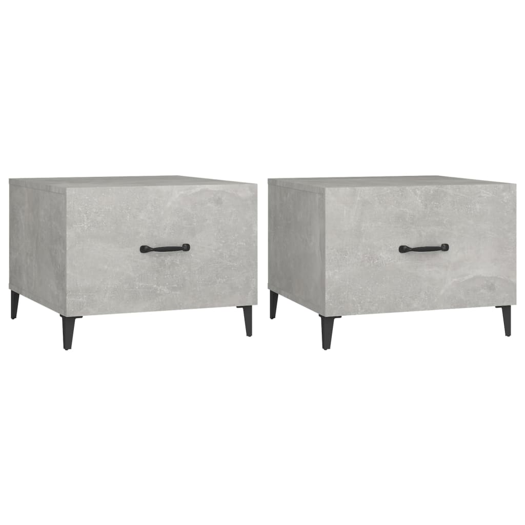 Salontafel 2 St Met Metalen Poten 50X50X40 Cm Betongrijs