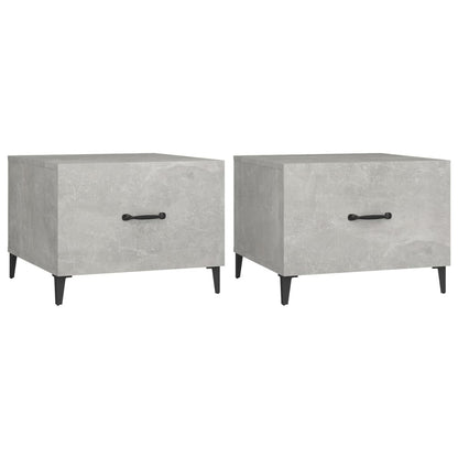 Salontafel 2 St Met Metalen Poten 50X50X40 Cm Betongrijs