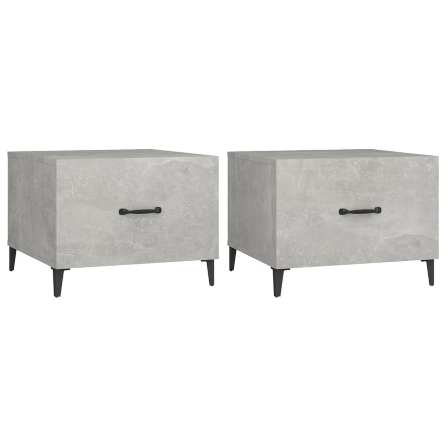 Salontafel 2 St Met Metalen Poten 50X50X40 Cm Betongrijs