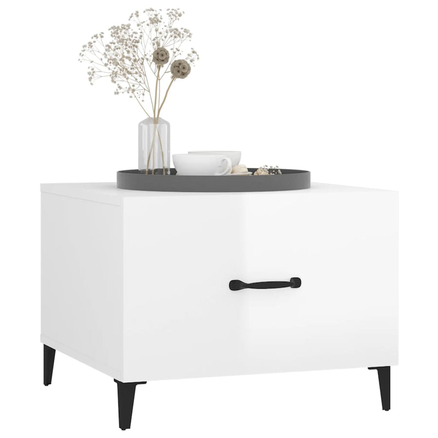 Salontafel Met Metalen Poten 50X50X40 Cm 1 Hoogglans wit