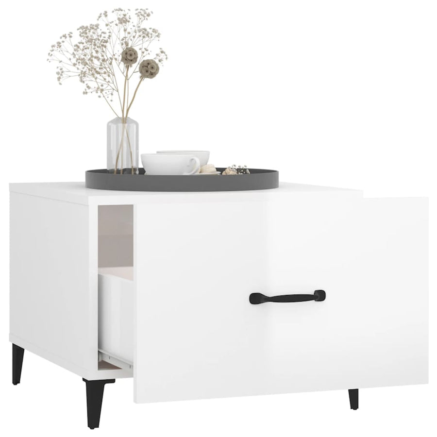 Salontafel Met Metalen Poten 50X50X40 Cm 1 Hoogglans wit
