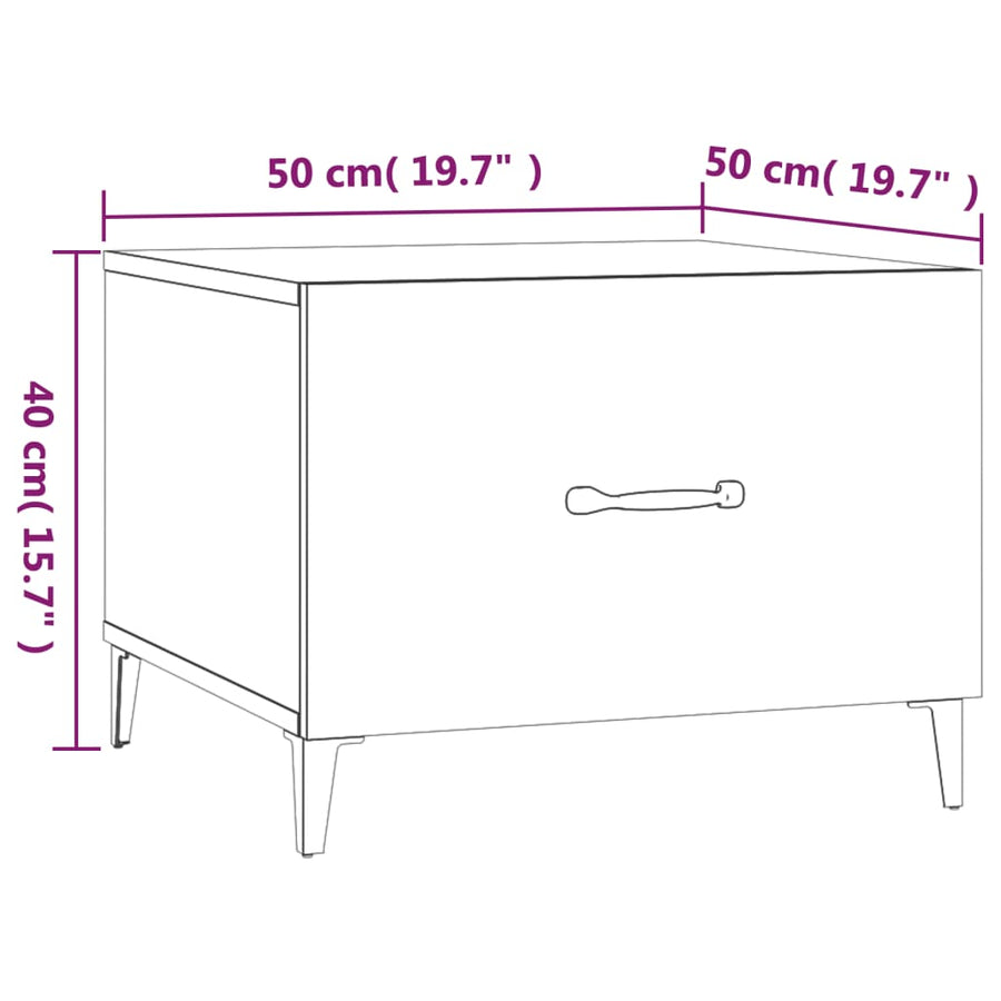 Salontafel Met Metalen Poten 50X50X40 Cm 1 Hoogglans wit