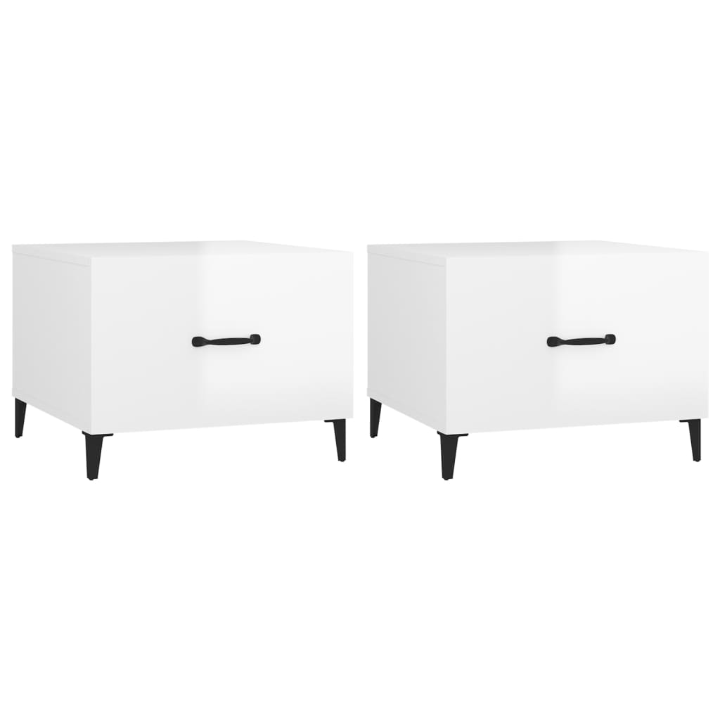 Salontafels Met Metalen Poten 50X50X40 Cm 2 Hoogglans wit