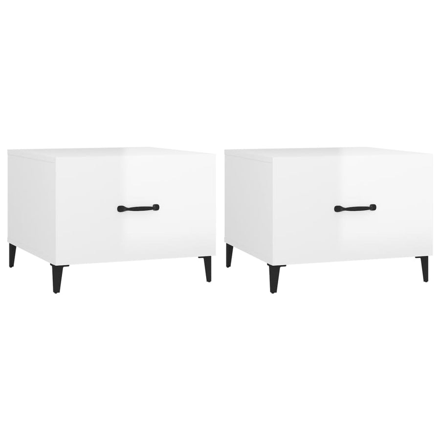 Salontafels Met Metalen Poten 50X50X40 Cm 2 Hoogglans wit