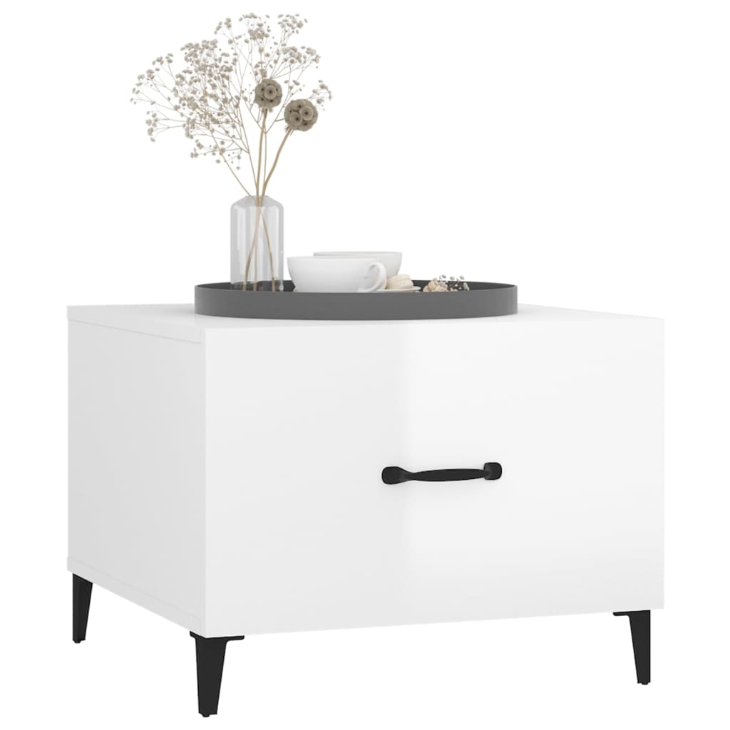 Salontafels Met Metalen Poten 50X50X40 Cm 2 Hoogglans wit