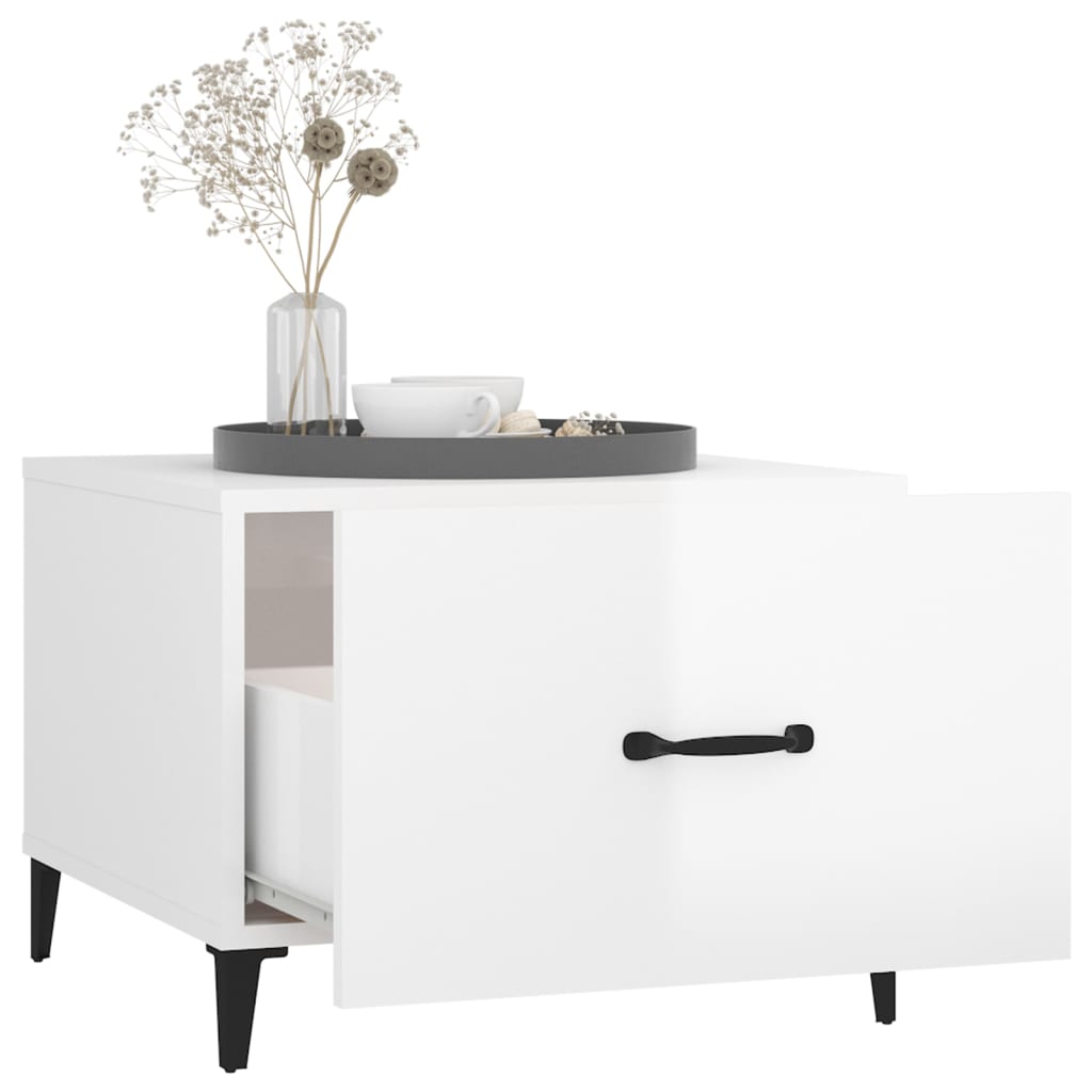 Salontafels Met Metalen Poten 50X50X40 Cm 2 Hoogglans wit