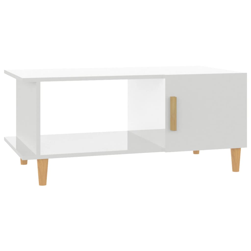 Salontafel 90X50X40 Cm Bewerkt Hout Hoogglans wit