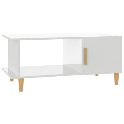 Salontafel 90X50X40 Cm Bewerkt Hout Hoogglans wit