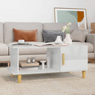 Coffee table 90x50x40 cm treated wood high gloss white