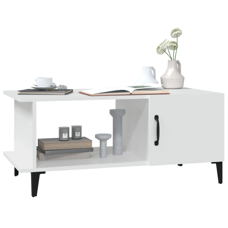 Salontafel 90X50X40 Cm Bewerkt Hout Wit