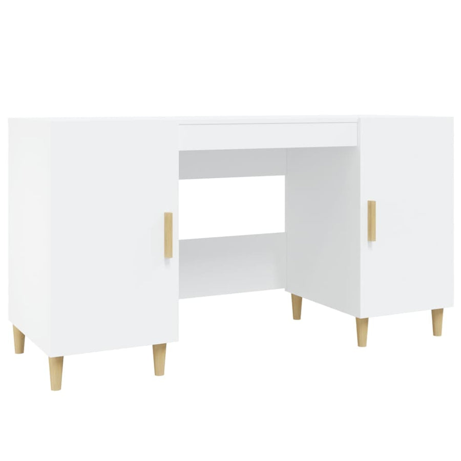 Bureau 140X50X75 Cm Bewerkt Hout Wit
