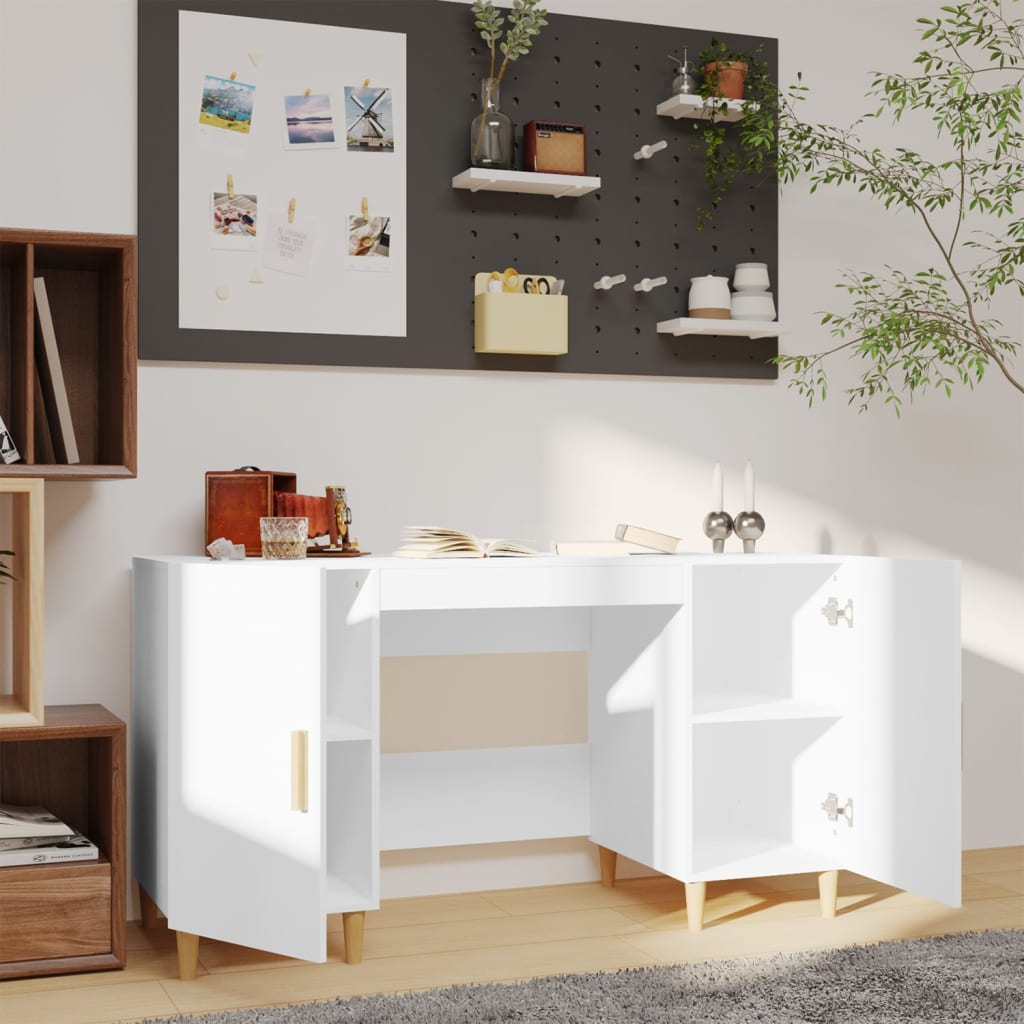Bureau 140X50X75 Cm Bewerkt Hout Wit