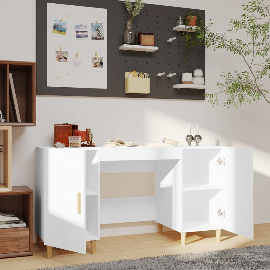 Bureau 140X50X75 Cm Bewerkt Hout Wit